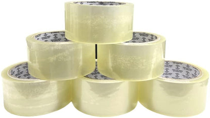 Clear Packing Tape,(48mm X 66m) - (Pack of 6) - Bargain Factory