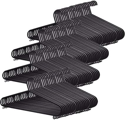 Plastic Coat Hangers - Black Colour - ( Pack of 25/50/75/100) - Bargain Factory