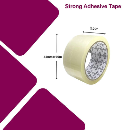 Clear Packing Tape,(48mm X 66m) - (Pack of 6) - Bargain Factory