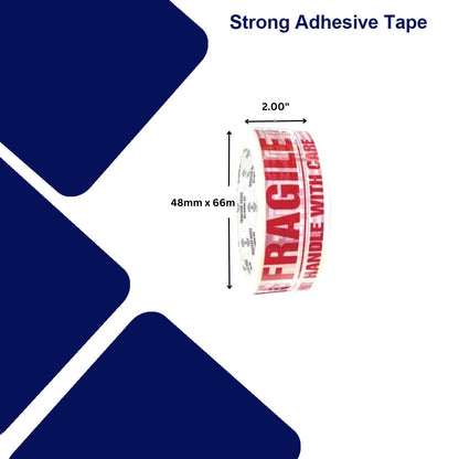 Fragile Packing Tape 48mm x 66m - (Pack of 6/12) - Bargain Factory