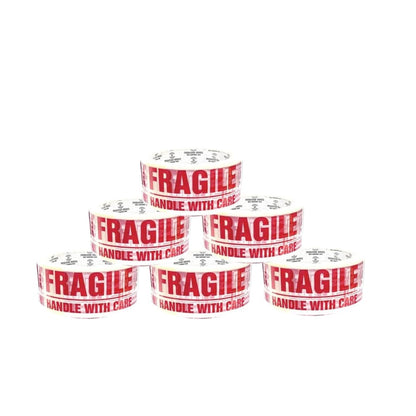 Fragile Packing Tape 48mm x 66m - (Pack of 6/12) - Bargain Factory
