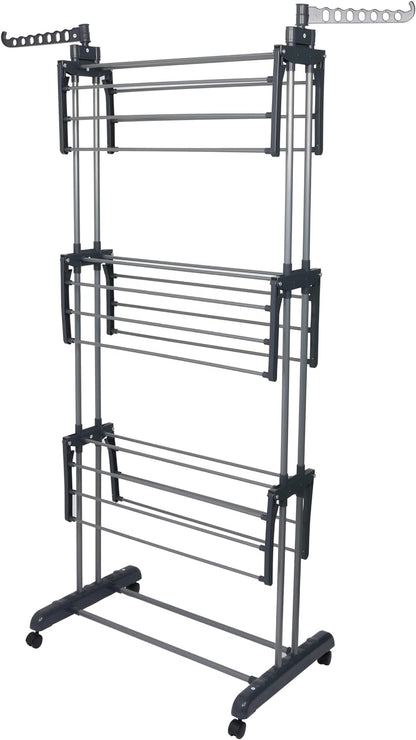 Airer Clothes Drying Rack - 4 Tier Grey Foldable - Bargain Factory