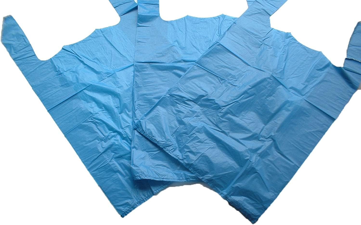 Packaging 100 x Strong 11x17x21" Blue Plastic Vest Carrier Bags - Bargain Factory