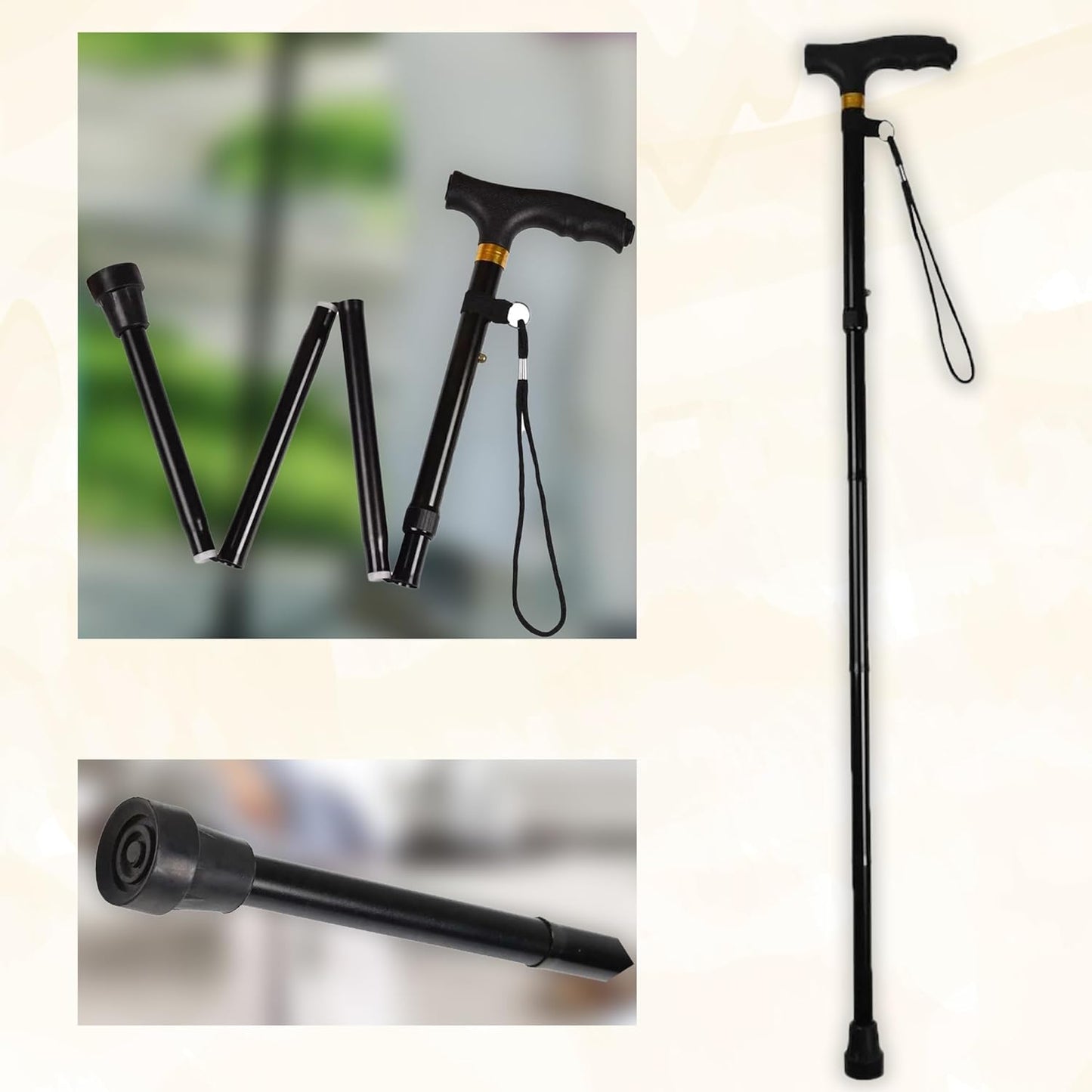 Black Walking Stick For Men And Women - Bargain Factory