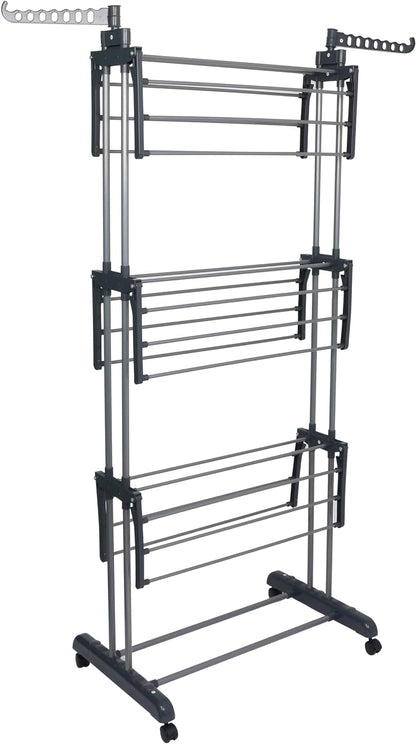 Airer Clothes Drying Rack - 4 Tier Grey Foldable - Bargain Factory
