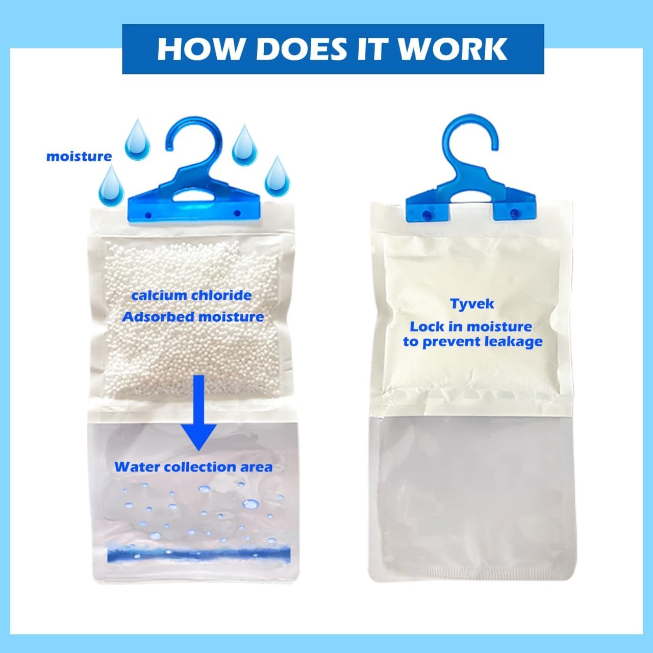 Hanging Interior Wardrobe Dehumidifier Set of 6-210g Each Bag - Bargain Factory