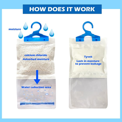 Hanging Interior Wardrobe Dehumidifier Set of 6-210g Each Bag - Bargain Factory