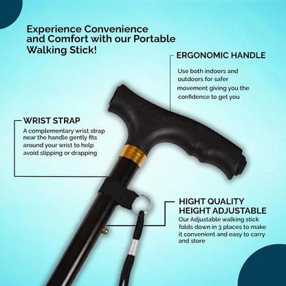Black Walking Stick For Men And Women - Bargain Factory