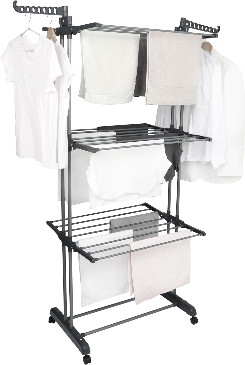 Airer Clothes Drying Rack - 4 Tier Grey Foldable - Bargain Factory
