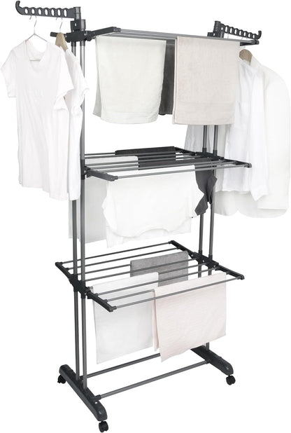 Airer Clothes Drying Rack - 4 Tier Grey Foldable - Bargain Factory