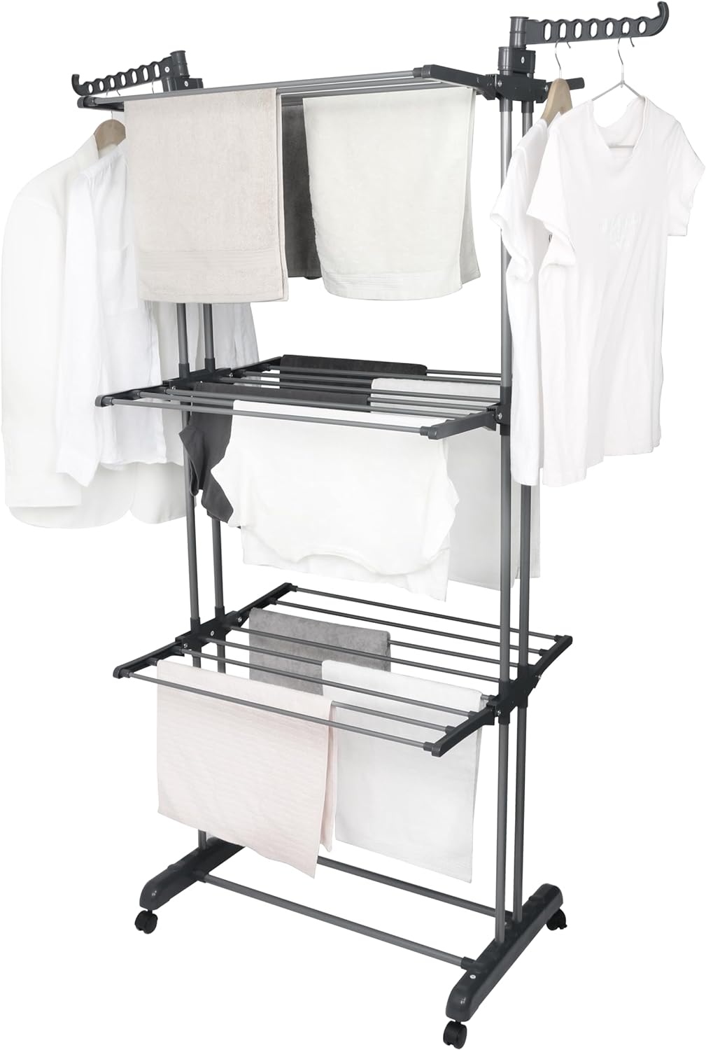 Airer Clothes Drying Rack - 4 Tier Grey Foldable - Bargain Factory