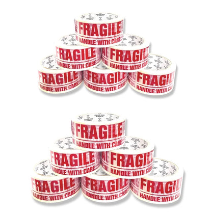 Fragile Packing Tape 48mm x 66m - (Pack of 6/12) - Bargain Factory