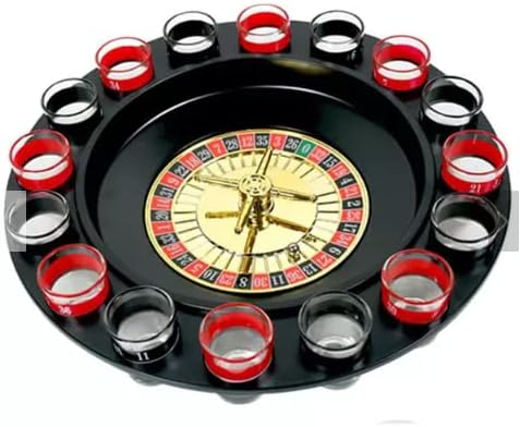 Roulette Drinking Game/Adult Game for Parties, 16 Numbered Red and Black Glasses Sturdy Roulette Spinning Game Set - Well Packed- (2 Metal Balls Included) - Bargain Factory
