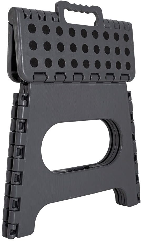 Super Strong Folding Step Stool - 11" Sturdy Enough to Hold Upto 300 LBS - Lightweight Foldable Step Stool for Adults and Kids - Opens with one Flip Great for Kitchen, Bathroom Bedroom - Bargain Factory