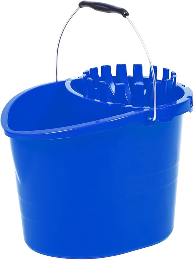 Professional Mop and Bucket Set Heavy Duty with Wringer and Two Traditional Cotton Mop Heads for Cleaning Floors –Mop Bucket Capacity 16L with Pouring Lip - Bargain Factory