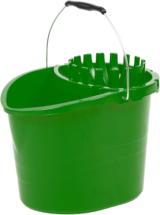 Professional Mop and Bucket Set Heavy Duty with Wringer and Two Traditional Cotton Mop Heads for Cleaning Floors –Mop Bucket Capacity 16L with Pouring Lip - Bargain Factory
