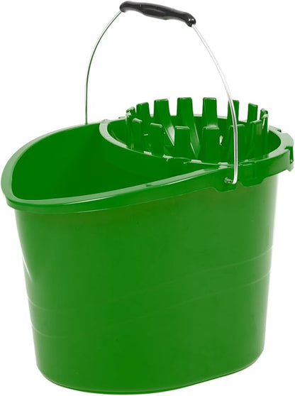 Professional Mop and Bucket Set Heavy Duty with Wringer and Two Traditional Cotton Mop Heads for Cleaning Floors –Mop Bucket Capacity 16L with Pouring Lip - Bargain Factory