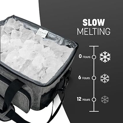 Insulated Picnic Bag 15L Large Cooler Bag Lunch Bag For Lunch/Work/School/Beach/Picnic (Grey) - Bargain Factory