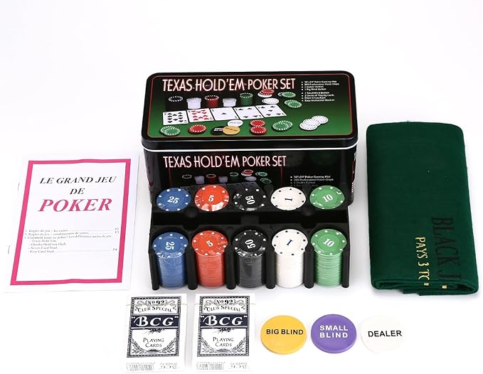 200 Pcs Poker Set, Poker Set with Mat and Chips, Casino Texas Holdem Poker Set and Black Jacks Game Poker Sets, Poker Chips set with Poker Mat & Tin Box, Casino Chips & Gambling Cards - Bargain Factory