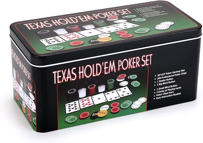 200 Pcs Poker Set, Poker Set with Mat and Chips, Casino Texas Holdem Poker Set and Black Jacks Game Poker Sets, Poker Chips set with Poker Mat & Tin Box, Casino Chips & Gambling Cards - Bargain Factory