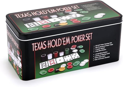200 Pcs Poker Set, Poker Set with Mat and Chips, Casino Texas Holdem Poker Set and Black Jacks Game Poker Sets, Poker Chips set with Poker Mat & Tin Box, Casino Chips & Gambling Cards - Bargain Factory