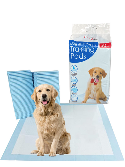 Pet Potty Training Pads for Dogs - 5 Layers Super - 56 x 56 cm - (Pack of 50/100) - Bargain Factory