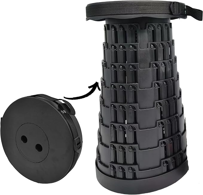 Portable Folding Stool Lightweight More Sturdy with Load Capacity 180KG, Retractable Plastic Foldable Collapsible Stool for Camping Fishing Hiking BBQ Outdoors Indoors Kitchen - Bargain Factory