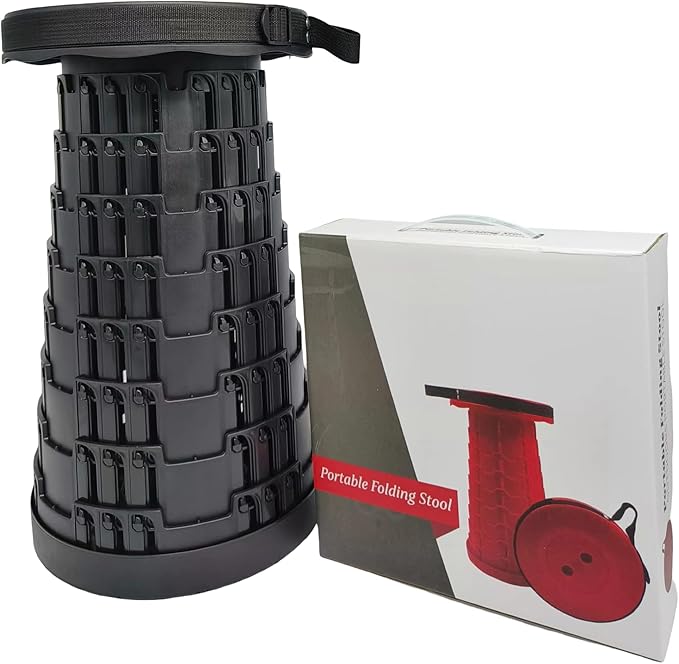 Portable Folding Stool Lightweight More Sturdy with Load Capacity 180KG, Retractable Plastic Foldable Collapsible Stool for Camping Fishing Hiking BBQ Outdoors Indoors Kitchen - Bargain Factory