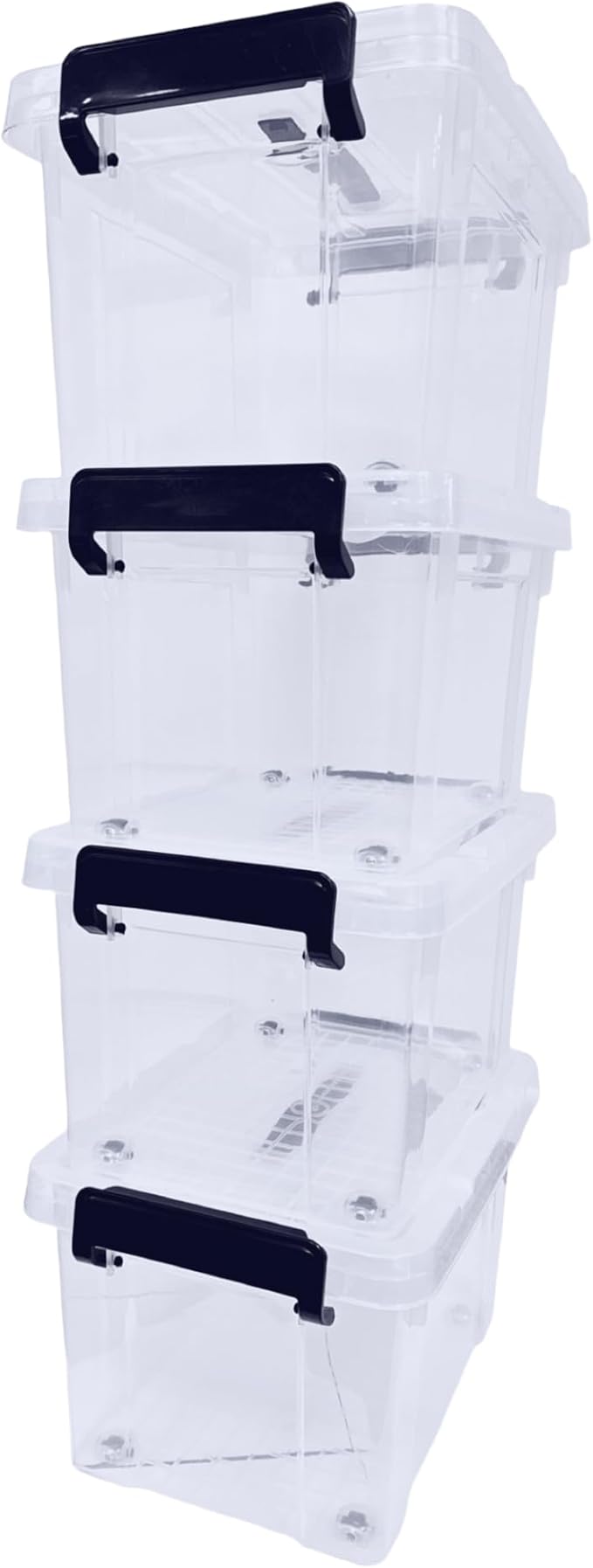 4 x Clear Plastic Storage Container Large Boxes With Lids, Closing Clips and Wheels 16L Integrated Handles Stackable BPA Free Box For Bedroom Office Living Room Kitchen - Bargain Factory